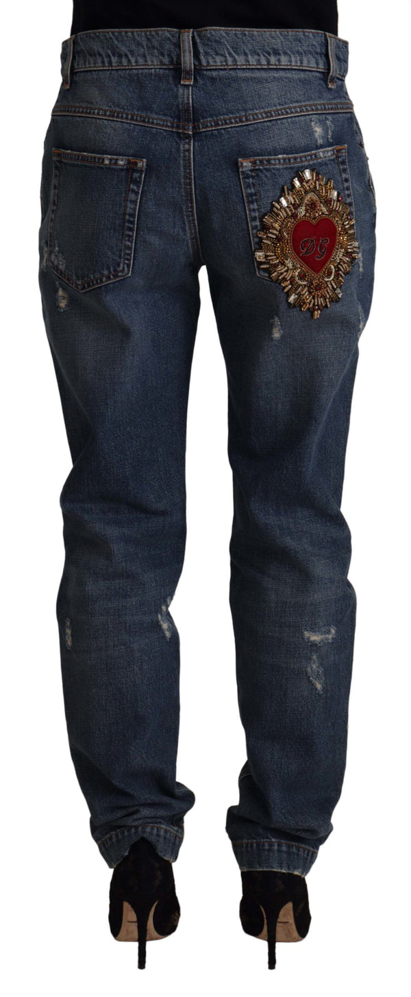 Chic Boyfriend Cut Mid Waist Denim Jeans Dolce & Gabbana