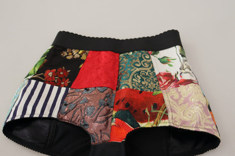 Multicolor Patchwork High Waist Hot Pants Dolce & Gabbana
