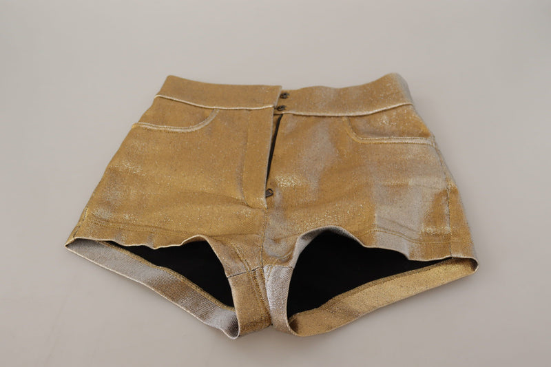 Gold High Waist Hot Pants Shorts Dolce & Gabbana