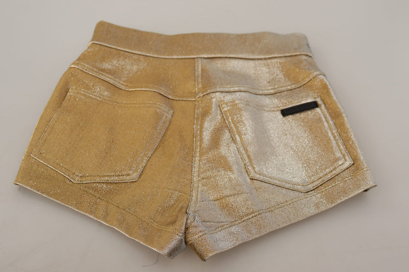 Gold High Waist Hot Pants Shorts Dolce & Gabbana