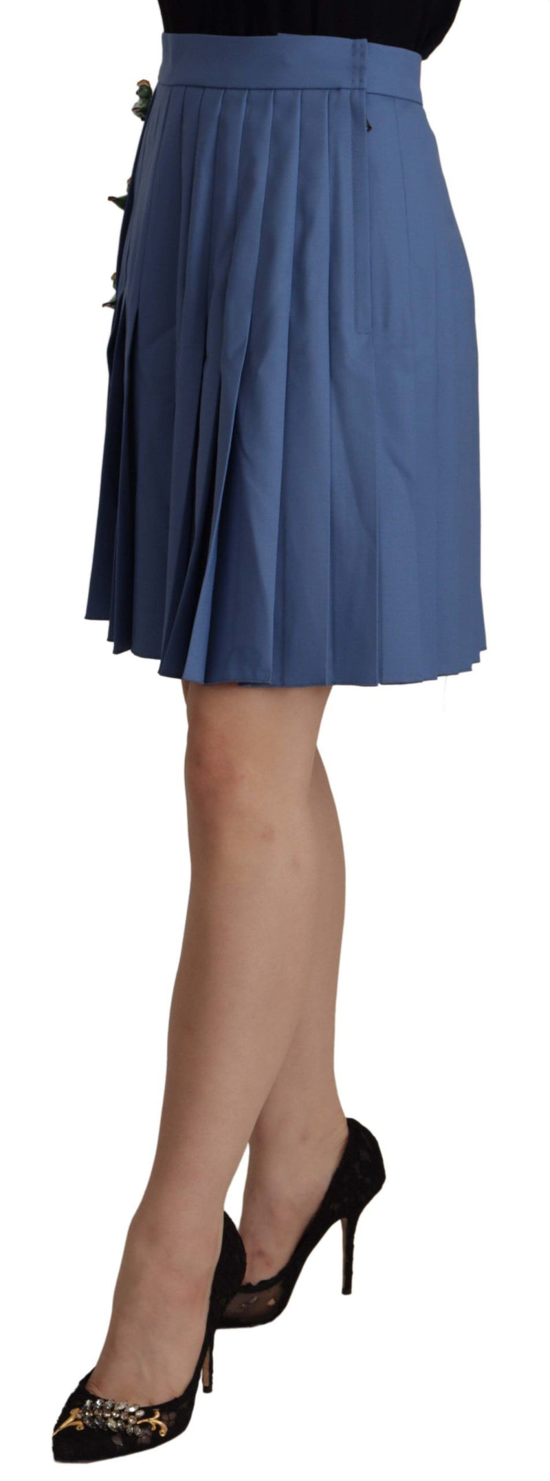 Elegant Pleated A-Line Mini Skirt with Bird Appliques Dolce & Gabbana