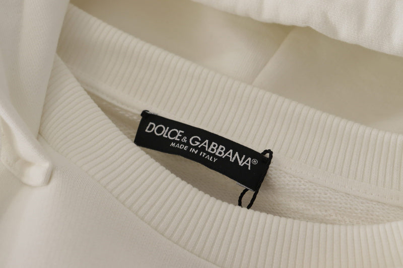 Chic White Hooded Pullover Sweater Dolce & Gabbana