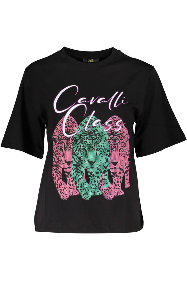 Black Cotton Women T-Shirt Cavalli Class