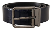 Elegant Blue Leather Belt with Silver Buckle Dolce & Gabbana