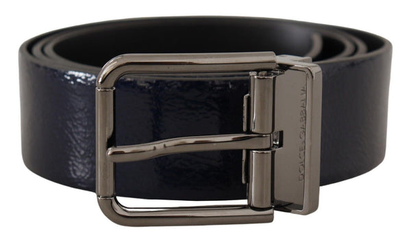 Elegant Blue Leather Belt with Silver Buckle Dolce & Gabbana