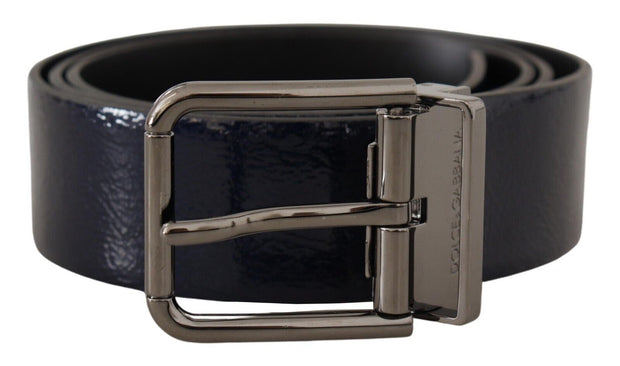 Elegant Blue Leather Belt with Silver Buckle Dolce & Gabbana