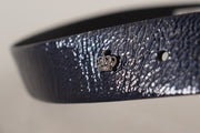 Elegant Blue Leather Belt with Silver Buckle Dolce & Gabbana