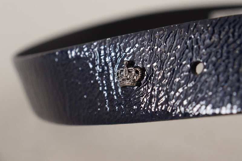 Elegant Blue Leather Belt with Silver Buckle Dolce & Gabbana