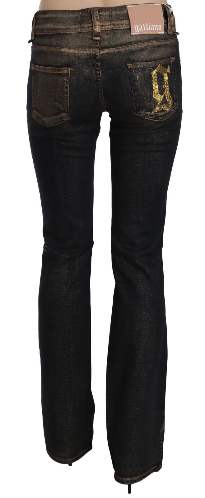 Chic Flared Mid Waist Black Denim John Galliano