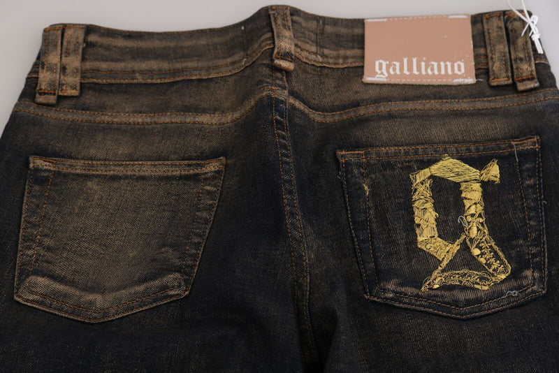 Chic Flared Mid Waist Black Denim John Galliano