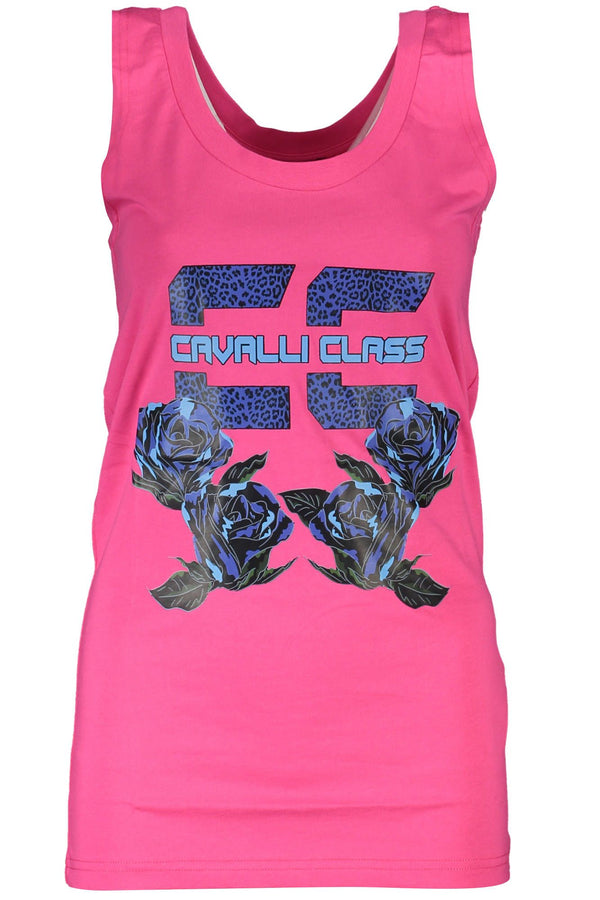 Pink Cotton Women Tank Top Cavalli Class