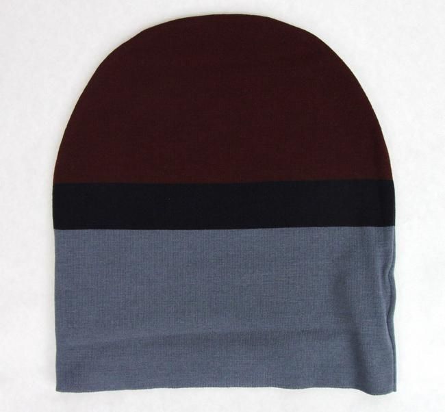 Unisex Burgundy Blue Wool Beanie Medium Knit Cap Gucci