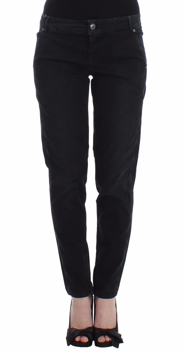 Sleek Black Slim Leg Designer Jeans Ermanno Scervino