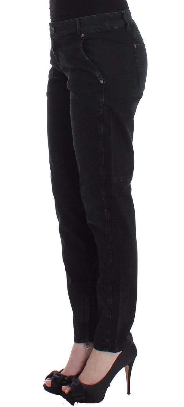 Sleek Black Slim Leg Designer Jeans Ermanno Scervino