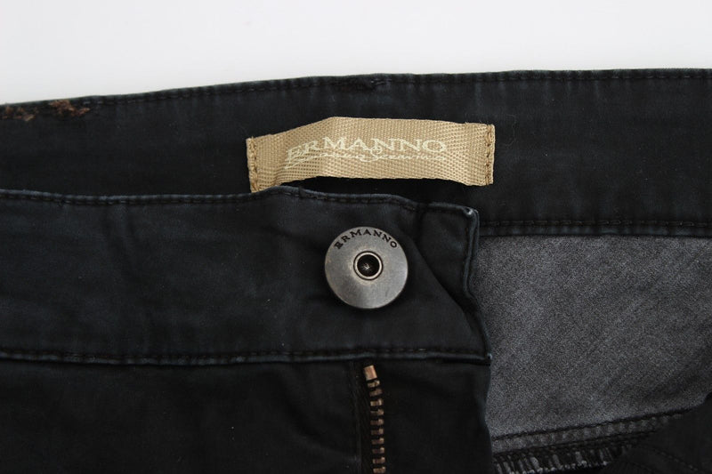 Sleek Black Slim Leg Designer Jeans Ermanno Scervino