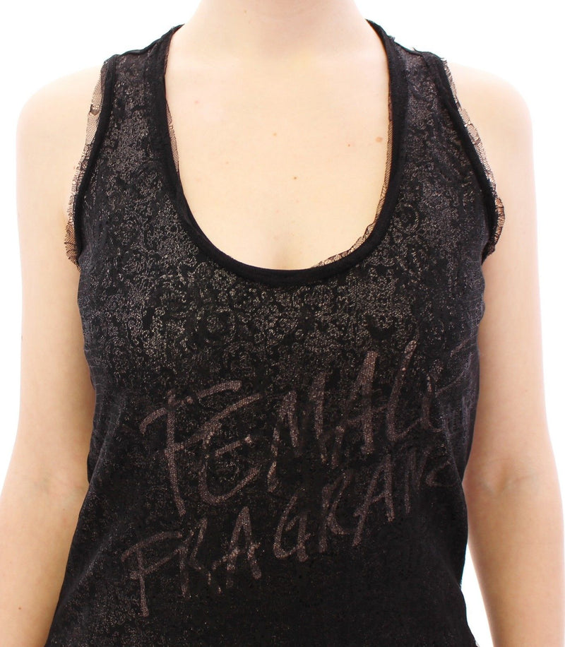 Black Nylon Lace Detail Mini Dress Ermanno Scervino