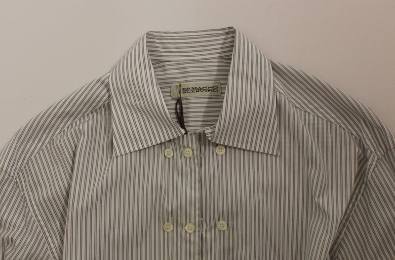 Elegant White and Gray Striped Cotton Shirt Ermanno Scervino