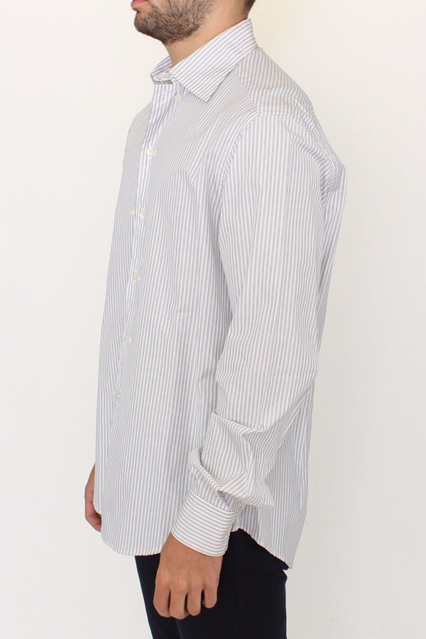 Elegant White and Gray Striped Cotton Shirt Ermanno Scervino