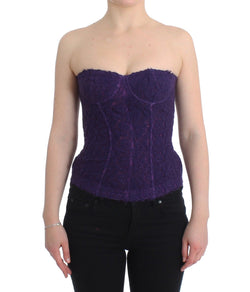 Purple Lace Silk Blend Bustier Corset Ermanno Scervino