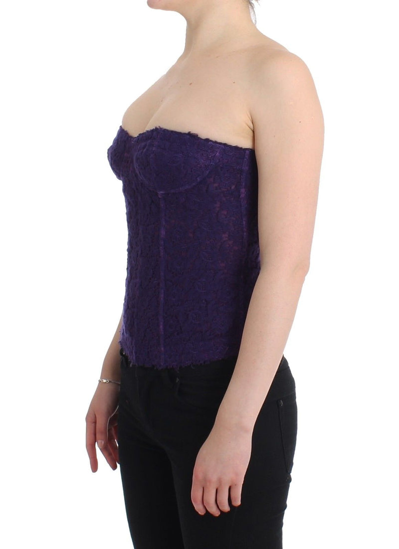 Purple Lace Silk Blend Bustier Corset Ermanno Scervino