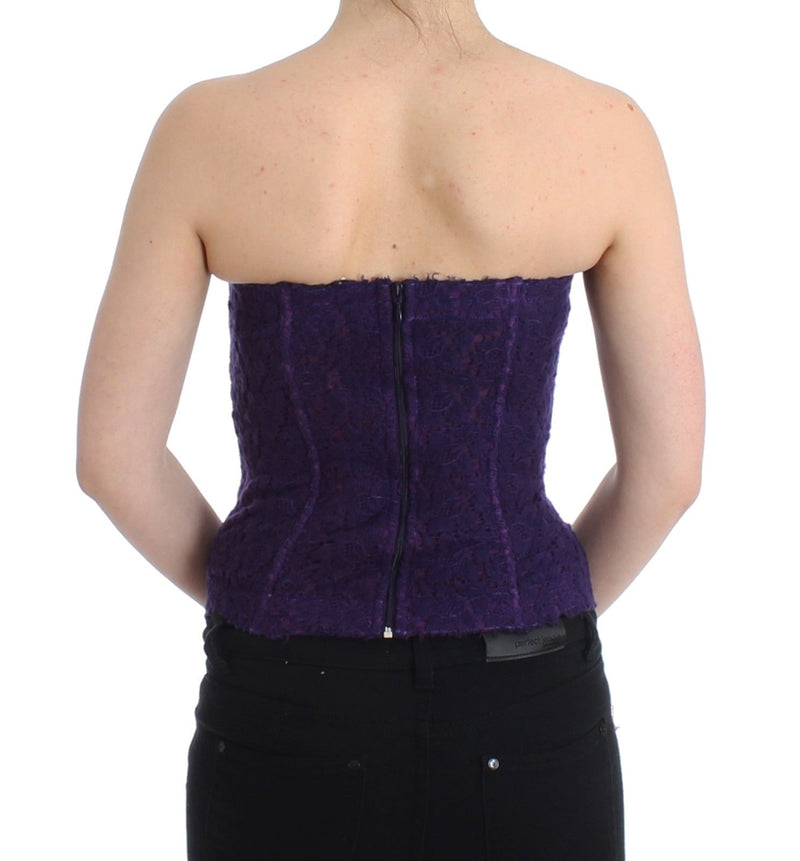 Purple Lace Silk Blend Bustier Corset Ermanno Scervino