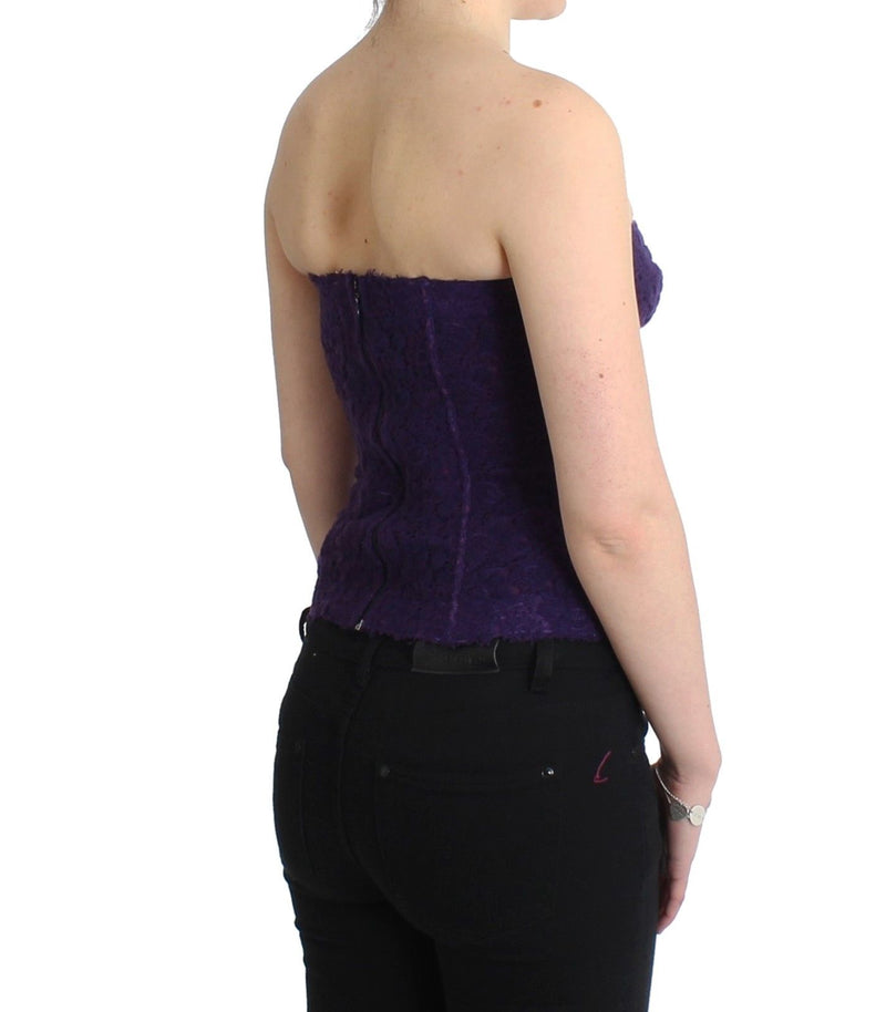 Purple Lace Silk Blend Bustier Corset Ermanno Scervino