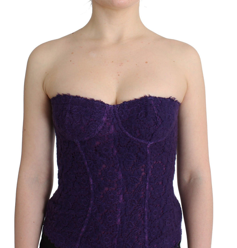 Purple Lace Silk Blend Bustier Corset Ermanno Scervino