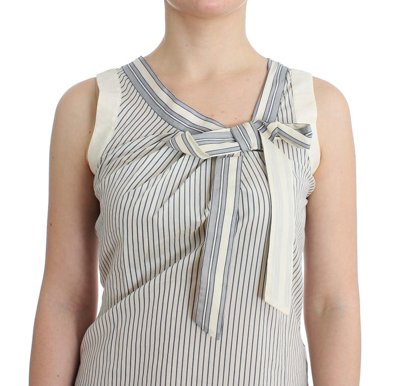 Chic Striped Cotton-Silk Bow Top Ermanno Scervino