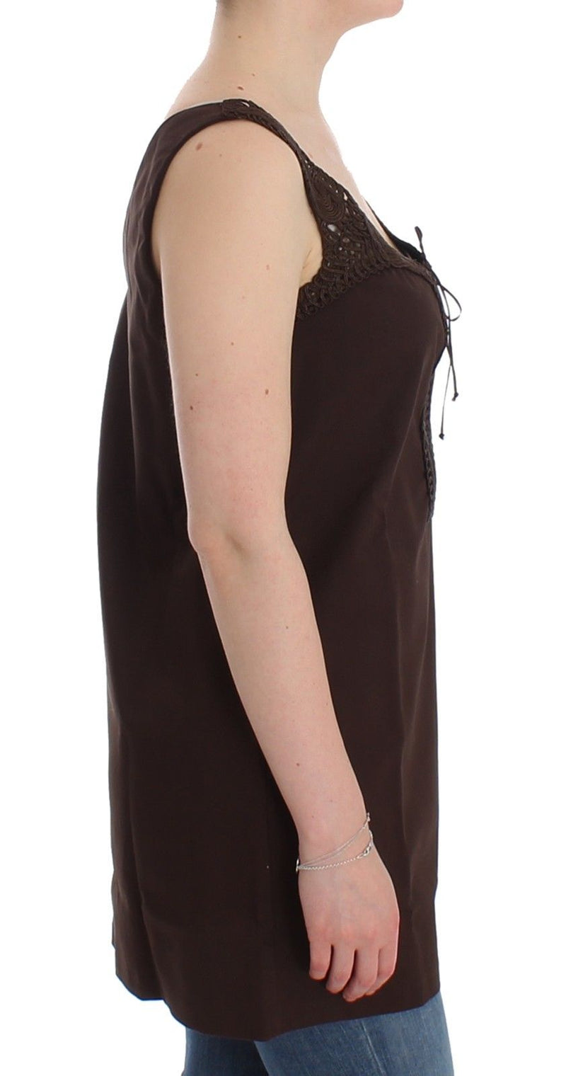 Chic Brown Tunic Cotton Dress Top Ermanno Scervino