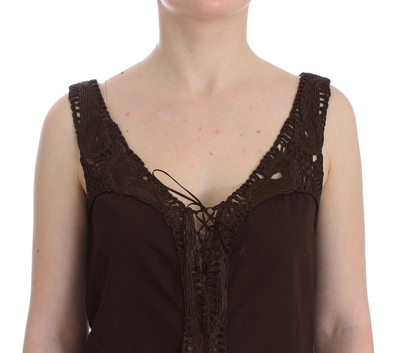 Chic Brown Tunic Cotton Dress Top Ermanno Scervino