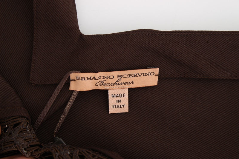 Chic Brown Tunic Cotton Dress Top Ermanno Scervino