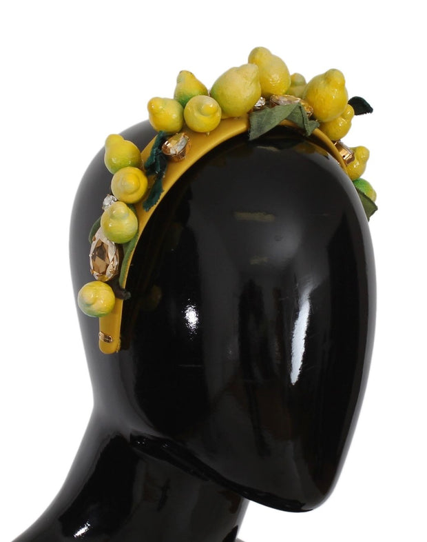 Exquisite Silk Crystal Lemon Headband Diadem Dolce & Gabbana