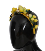 Exquisite Silk Crystal Lemon Headband Diadem Dolce & Gabbana