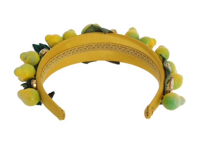 Exquisite Silk Crystal Lemon Headband Diadem Dolce & Gabbana