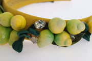 Exquisite Silk Crystal Lemon Headband Diadem Dolce & Gabbana