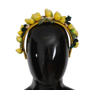 Exquisite Silk Crystal Lemon Headband Diadem Dolce & Gabbana