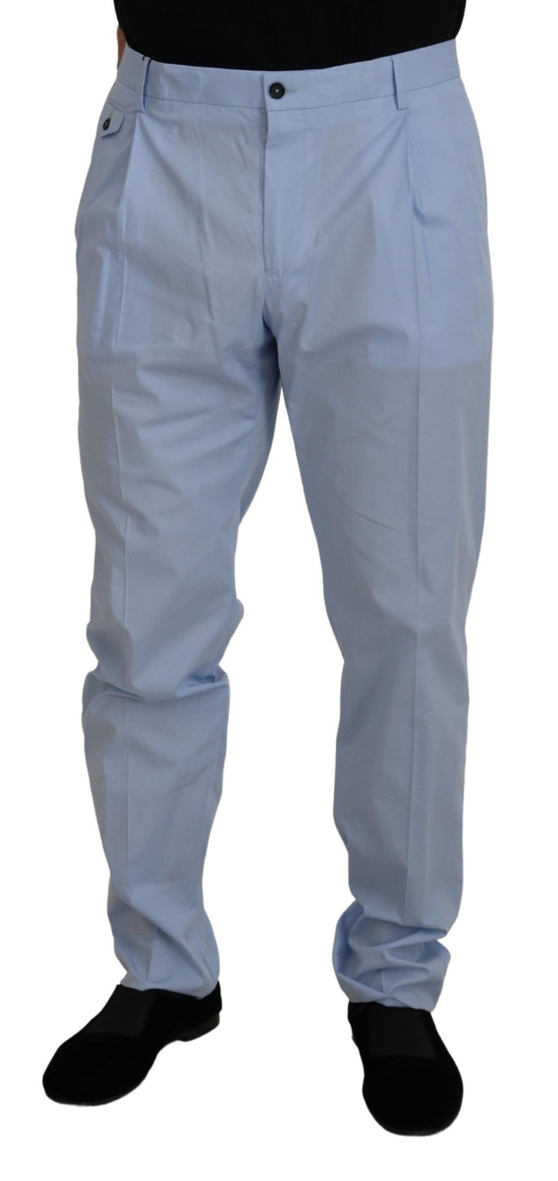 Elegant Slim Fit Chinos In Light Blue Dolce & Gabbana