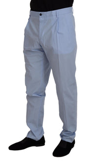 Elegant Slim Fit Chinos In Light Blue Dolce & Gabbana