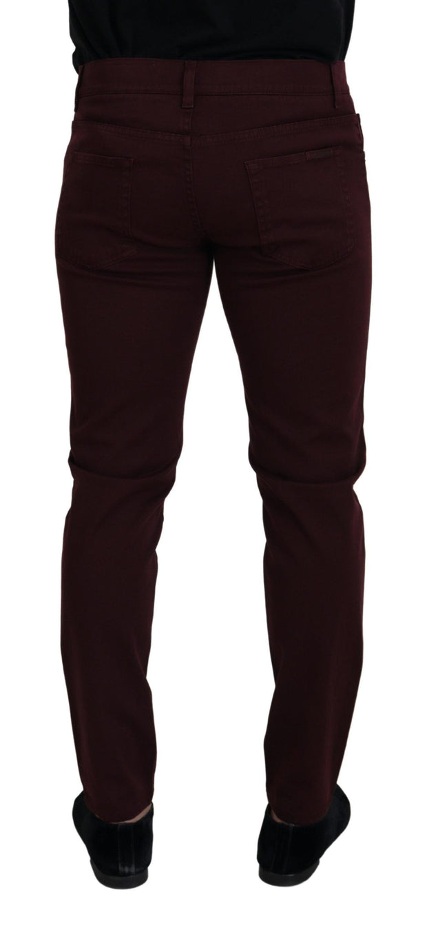 Slim Fit Bordeaux Jeans - Italian Luxury Dolce & Gabbana