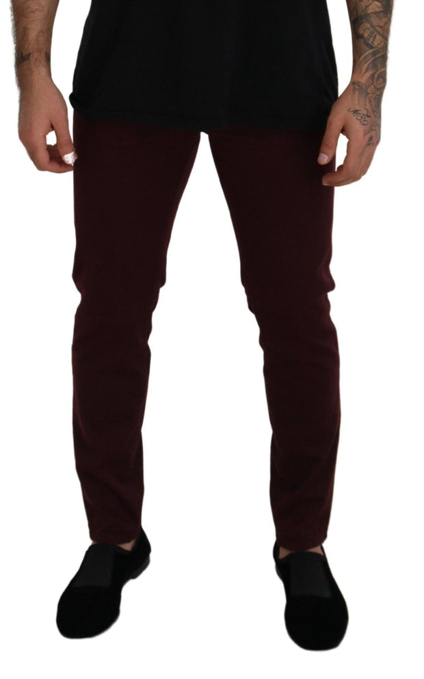 Slim Fit Bordeaux Jeans - Italian Luxury Dolce & Gabbana