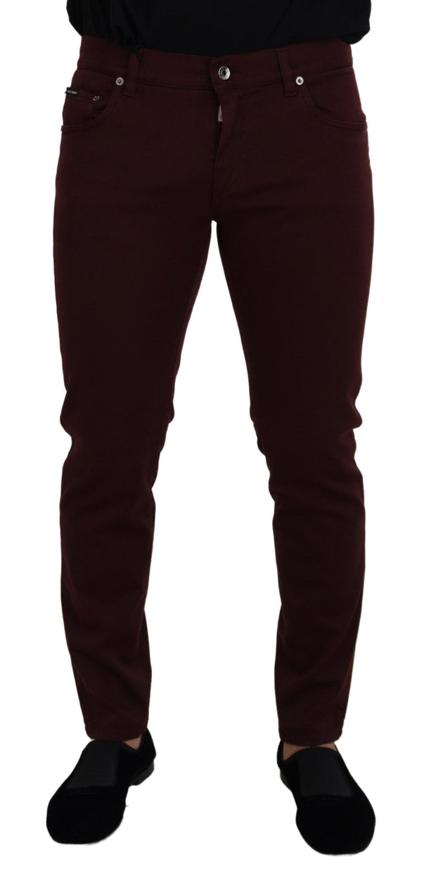 Slim Fit Bordeaux Jeans - Italian Luxury Dolce & Gabbana