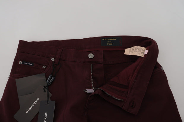 Slim Fit Bordeaux Jeans - Italian Luxury Dolce & Gabbana