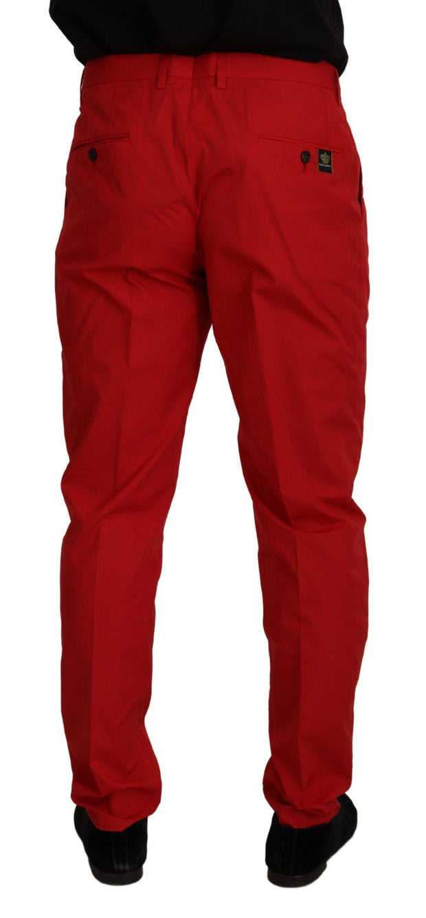 Elegant Slim Fit Crimson Chinos Dolce & Gabbana