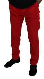 Elegant Slim Fit Crimson Chinos Dolce & Gabbana