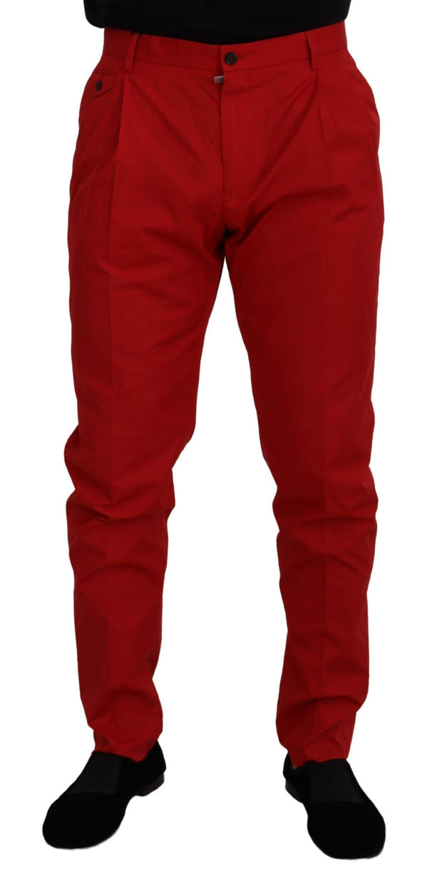 Elegant Slim Fit Crimson Chinos Dolce & Gabbana