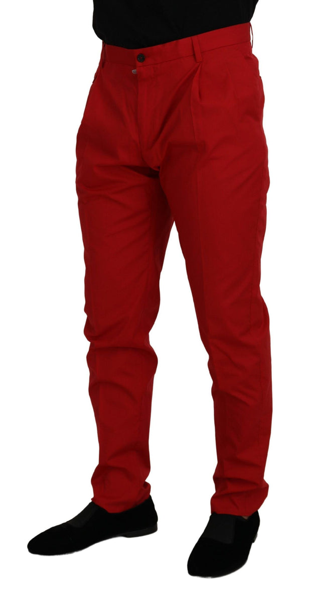 Elegant Slim Fit Crimson Chinos Dolce & Gabbana