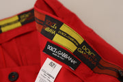 Elegant Slim Fit Crimson Chinos Dolce & Gabbana