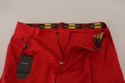 Elegant Slim Fit Crimson Chinos Dolce & Gabbana