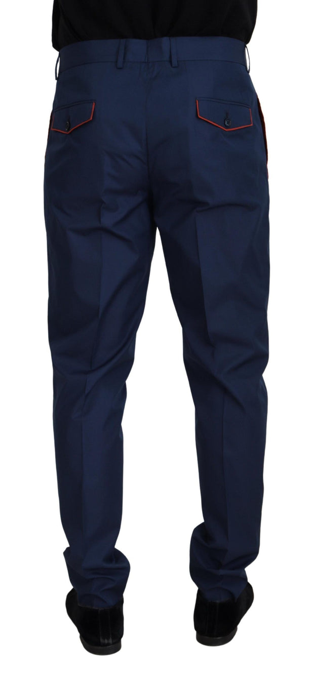 Elegant Slim Fit Chinos in Blue Silk Blend Dolce & Gabbana