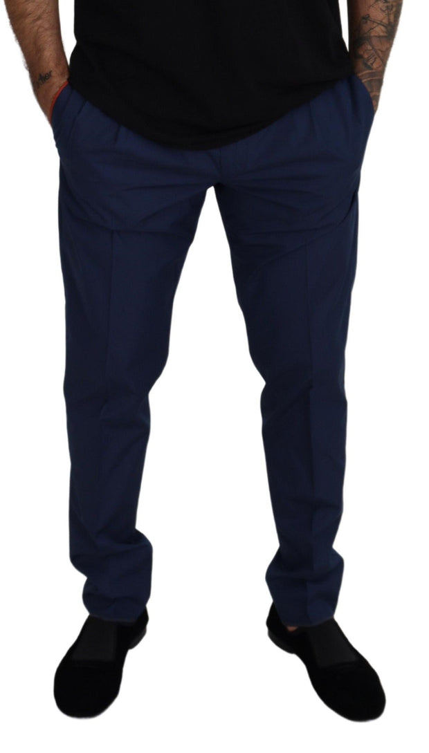 Elegant Slim Fit Chinos in Blue Silk Blend Dolce & Gabbana